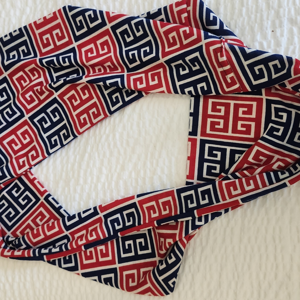 Red Blud Greek Key Heavy‎ Jersey Knit Scarf